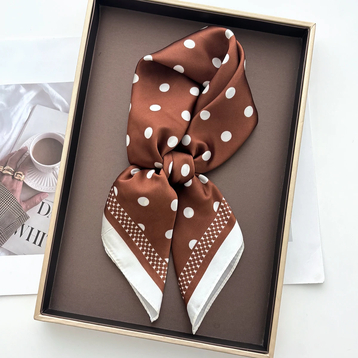 Silk Scarf Square - Dames elegante zachte satijnen vierkante sjaal